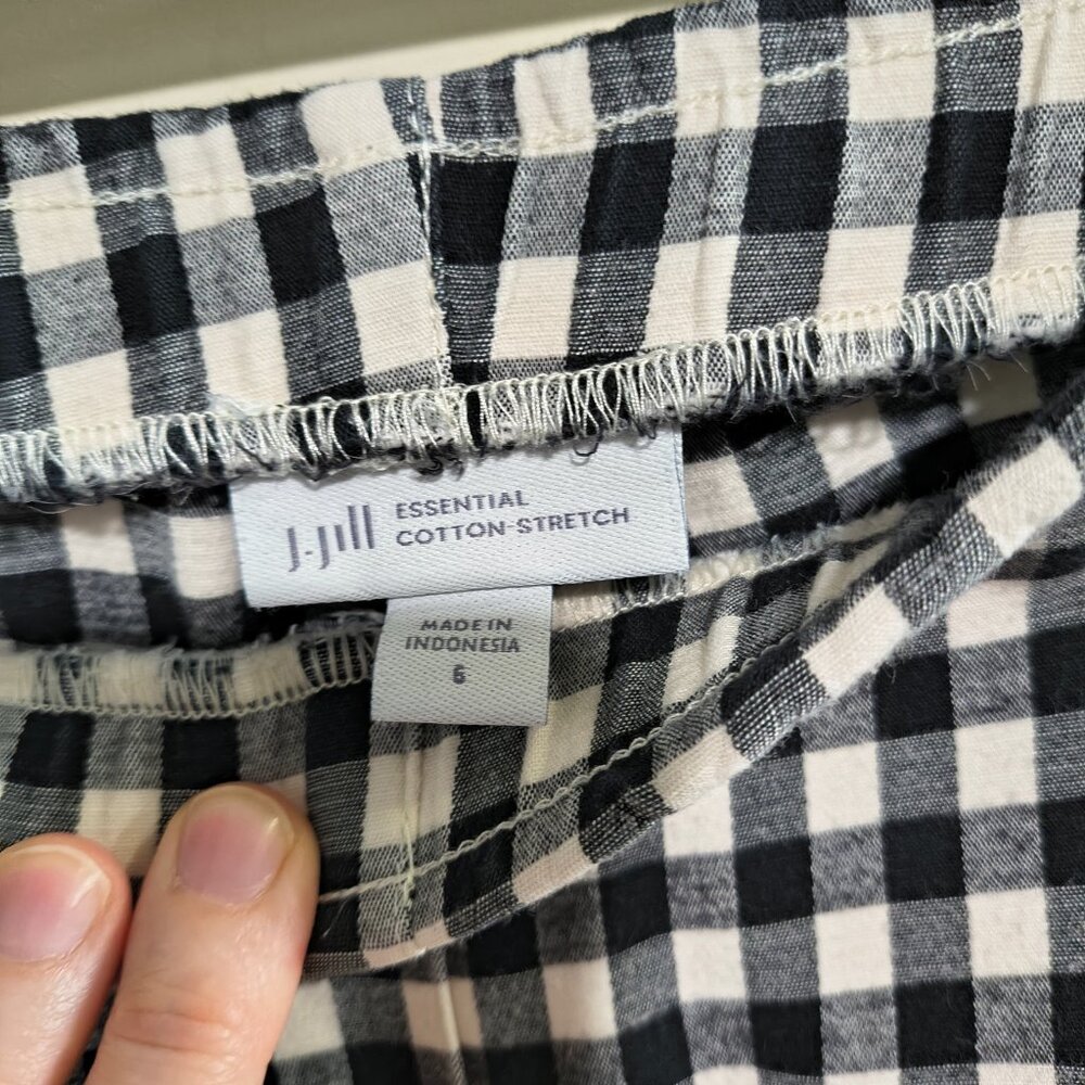 J. Jill Size 6 Neutral Gingham Checkered/Plaid Trousers Pants - Picture 2 of 4